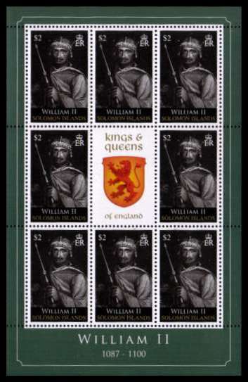 British Kings and Queens - 2nd Series - set of eight in sheetlets of eight<br/>plus central label superb unmounted mint. 


