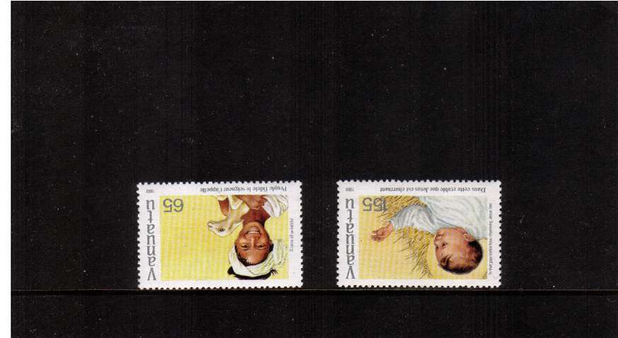 Christmas set of two with INVERTED WATERMARKS superb unmounted mint.