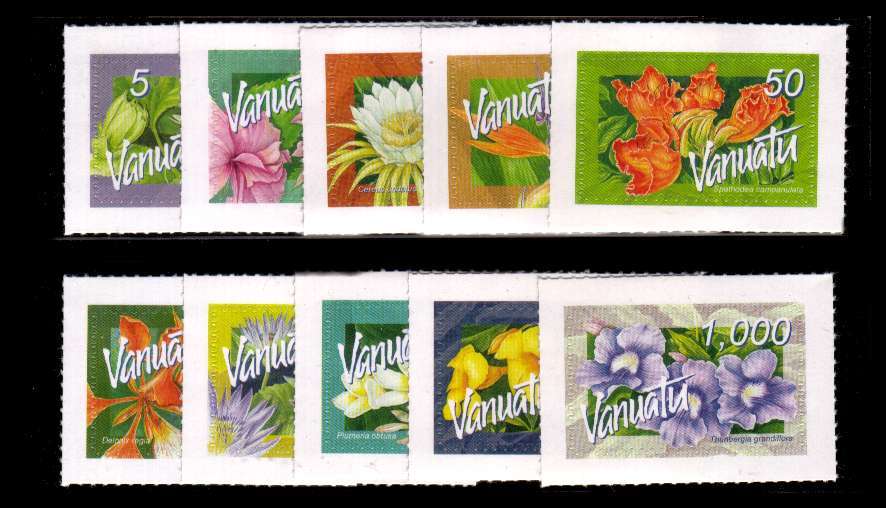 Flowers set of ten self Adhesives superb unmolunted mint