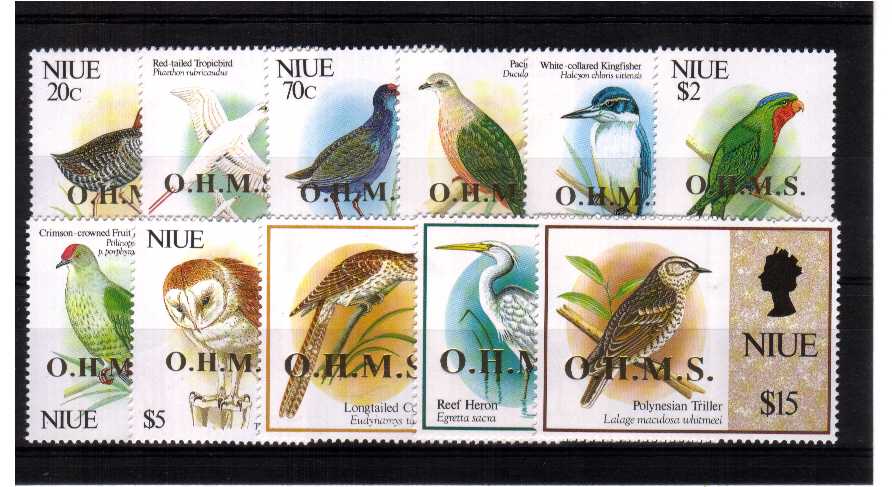 Birds superb unmounted mint set of eleven.