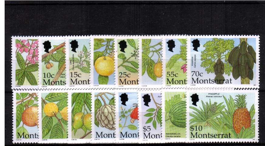 Caribbean Fruits set of sixteen superb unmounted mint.
