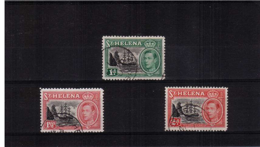 Multiple Script bi-coloured set of three superb fine used.
<br/><b>QQY</b>