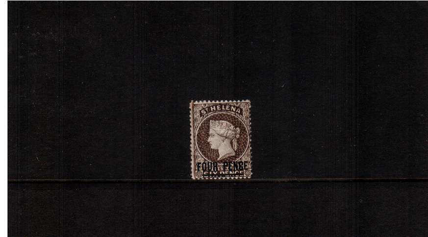 4d Pale Brown. A lightly mounted mint stamp showing a ''split watermark''.
<br/><b>ZQG</b>