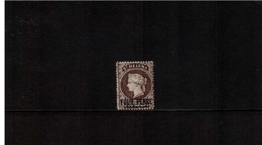 4d Pale Brown. A lightly mounted mint stamp showing a ''split watermark''.
<br/><b>ZQG</b>