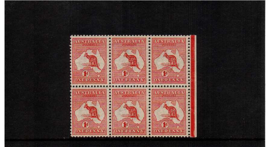 Superb right side marginal booklet pane of six from the first booklet ever issued (SB1 SG Cat 1400) in very lightly mounted mint condition with superb perforations. A very rare pane so fine!