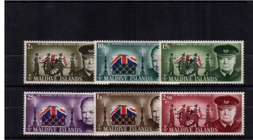 Churchill Commemaration set of six  mounted mint, scarce set!
<br/><b>AQE</b>