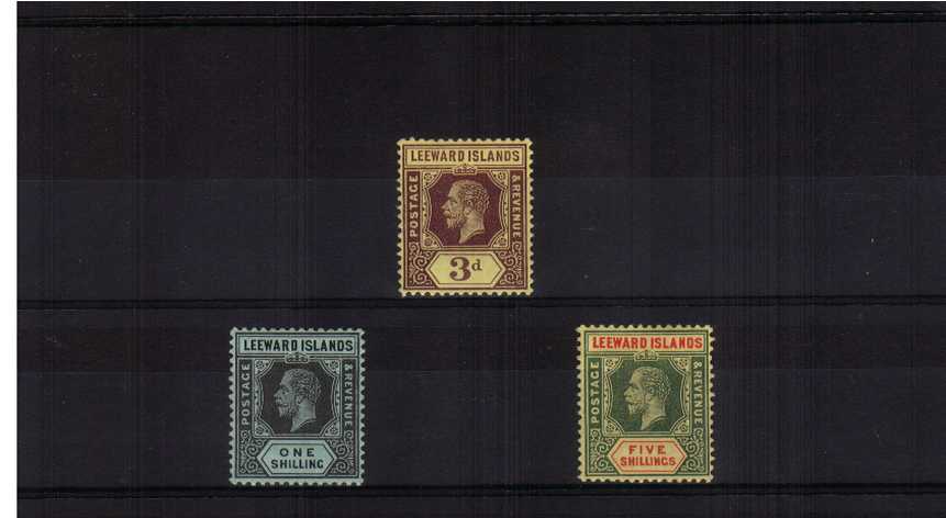The George 5th ''WHITE BACKS'' set of three verly lightly mounted mint.<br/>A seldom seen set. Cat 215.00
<br/><b>AQG</b>