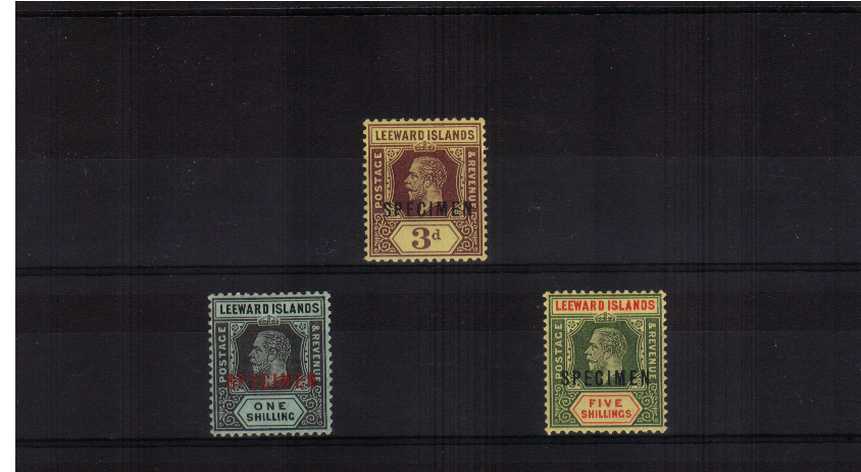 The George 5th ''WHITE BACKS'' set of three verly lightly mounted mint overprinted 'SPECIMEN'. A rare set! SG Catalogue 160.00

<br/><b>AQG</b>