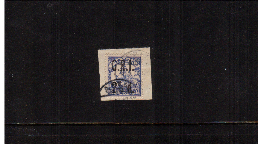 2絛 G.R.I. overprint on 20pf Ultramarine<br/>A superb fine used stamp tied to a small piece.
<br/><b>ZKE</b>