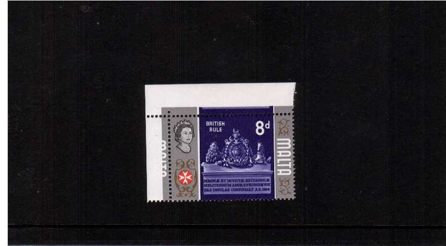 The 8d definitive single showing ''GOLD (CENTRE) OMITTED. A superb unmounted mint NW corner single. 

<br/><b>ZKG</b>