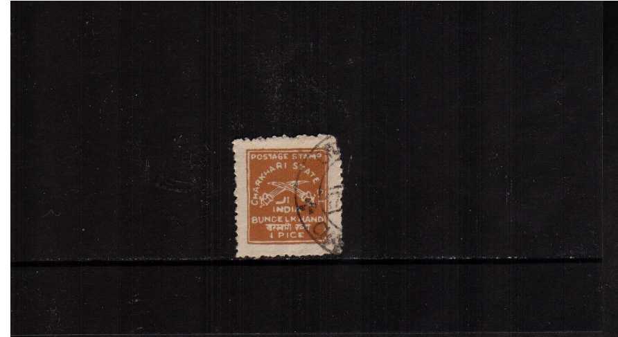 CHARKHARI - 1p Orange-Brown superb fine used single