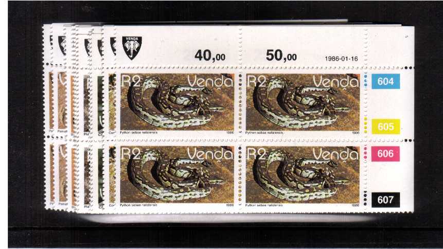 A superb unmounted mint set of twenty-one in corner plate blocks of four..
<br/><b>ZKL</b>