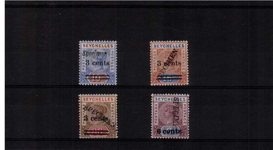 The surcharge set of four handstamped ''SPECIMEN'' lightly mounted mint.
<br><b>ZKP</b>