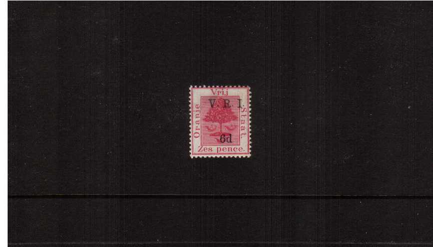 6d on 6d Bright Carmine - from subsequent printings - ''with raised stops''.<br/>
A fine lightly mounted mint single.
<br><b>ZKS</b>