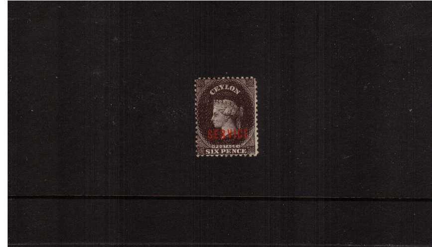 The 6d Deep Brown overprinted ''SERVICE'' in bright Red<br/>unused with some gum. Very fresh looking though.
<br><b>ZKS</b>