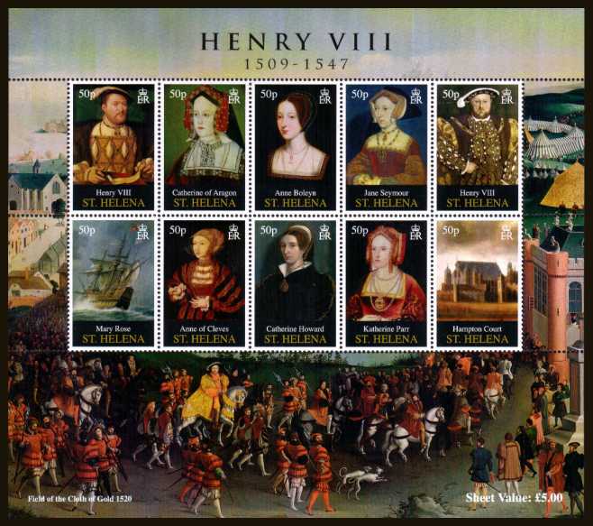 500th Anniversary of Birth of King Henry VIII sheetlet of ten superb unmounted mint