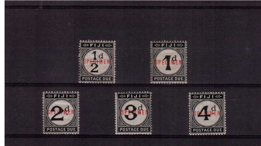 The Postage Due set of five good mounted mint overprinted ''SPECIMEN'' in Red. Scarce!
<br><b>ZKU</b>
