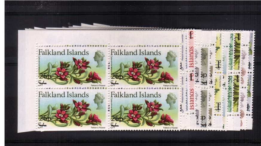 Decimal Overprints set of thirteen in superb unmounted mint NW Corner blocks of four. <br/><b>ZKW</b>