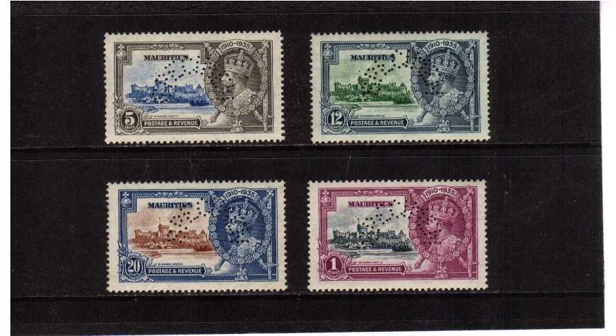 Silver Jubilee set of four perfined ''SPECIMEN'' lightly mounted mint.<br/><b>SEARCH CODE: 1935JUBILEE</b>