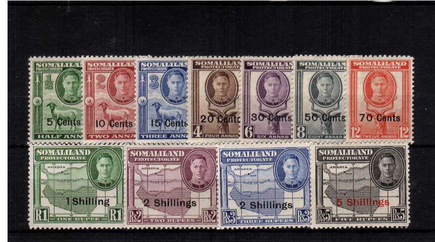 The surcharged New Currency set of eleven fine lightly mounted mint.
<br><b>XPX</b>