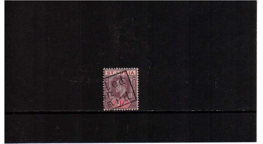 1d Dull Purple and Carmine single cancelled with part boxed cancel reading CANCELLED ON BOARD paquetbot cancel. Rare and unusual.