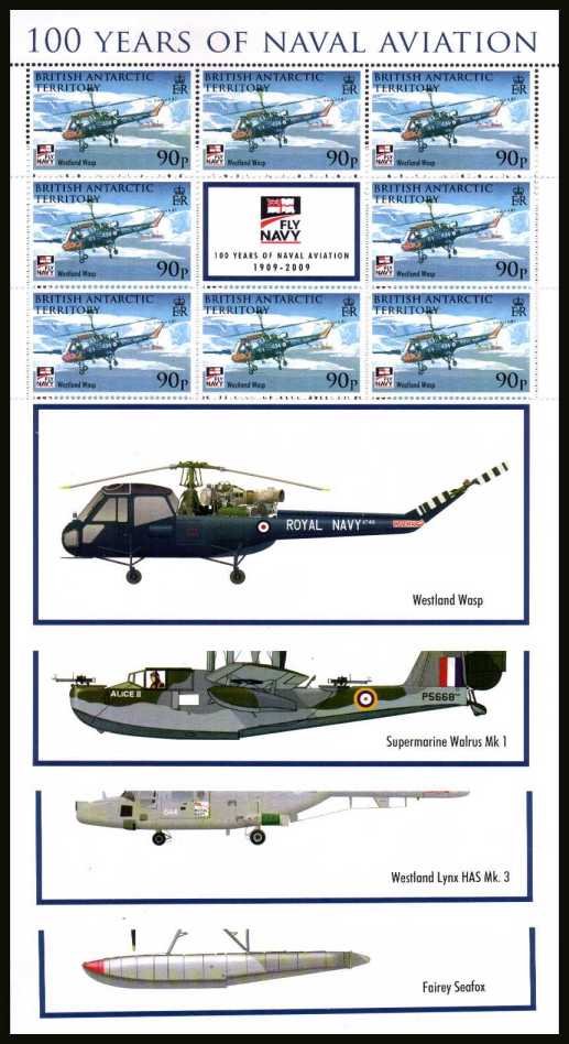 Centenary of Naval Aviation set of four special sheetlets of eight with<br/>central label and additional large label at foot superb unmounted mint.