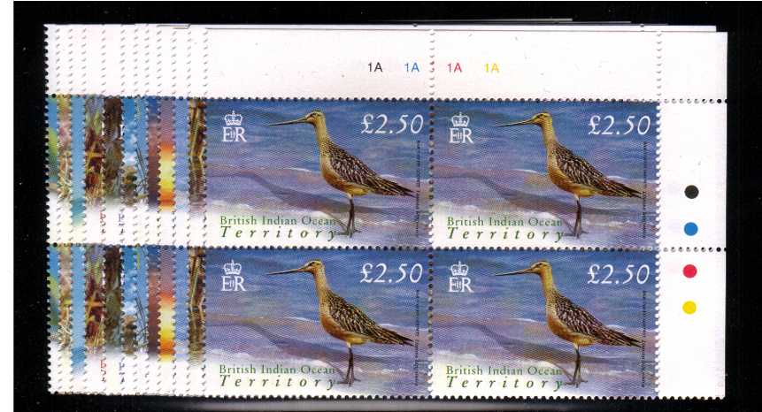 Birds - set of twelve in superb unmounted mint cylinder corner blocks of four.

