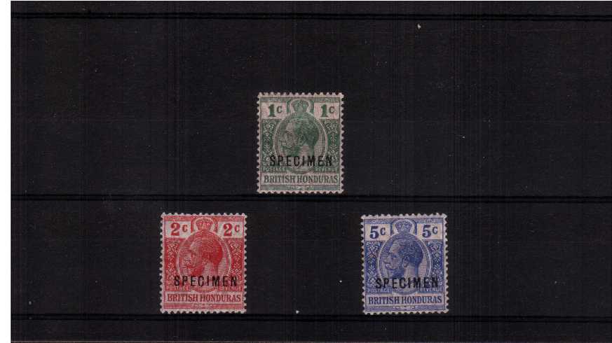 The WAR set of three lightly mounted mint overprinted''SPECIMEN''. Pretty!
<br/><b>ZDZ</b>