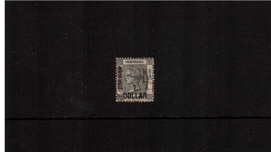 $1 on 96c Grey-Black with the additional local handstamp at left.<br/>A lovely fine used stamp.
