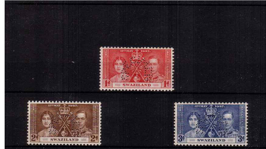 The Coronation set of three good mounted mint pefined ''SPECIMEN''.
<br/><b>ZBZ</b>