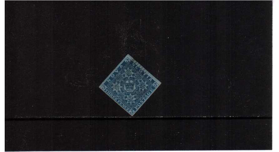 3d Deep Blue superb fine used with four good margins