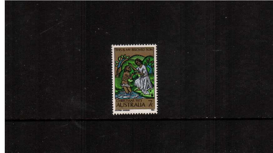 The 7c Christmas single showing the variety<br/>''PRINTED ON THE GUM SIDE'' superb unmounted mint.
<br/><b>ZAZ</b>