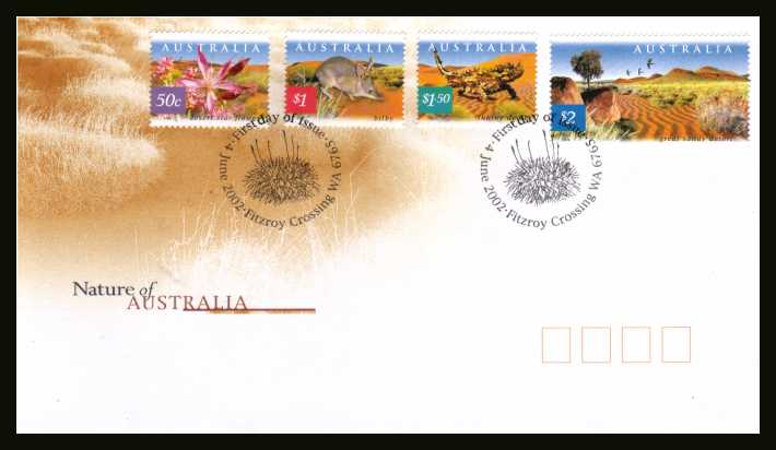 Nature of Australia set of four on an official unaddressed <br/>AUSTRALIA POST colour first day cover dated 4 JUNE 2002