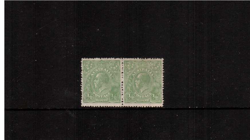 d Green. <br/>A lightly mounted mint pair showing<br/>the ''THIN 1 IN FRACTION AT RIGHT'' variety  on stamp at left. Pretty!