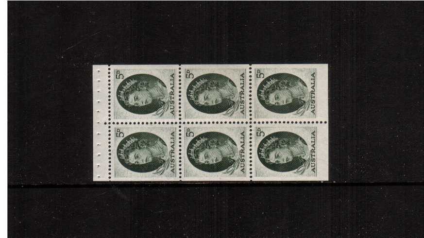 5d Deep Green in a superb unmounted mint booklet pane of six.
<br/><b>ZAZ</b>