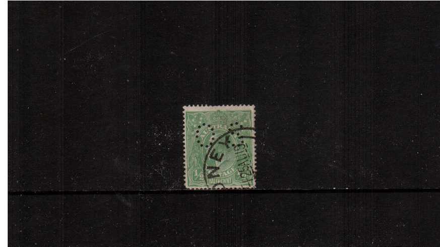d Bright Green <br/>A good used single with a blunt SW corner cancelled with a part CDS perforated ''O S''