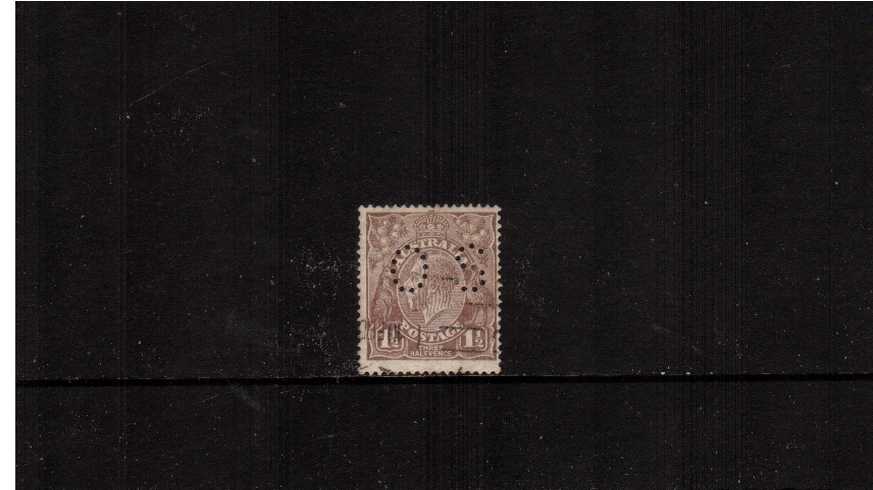 1d Red-Brown (light)<br/>A good used single perforated ''O S''