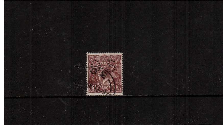 1d Red-Brown<br/>A good used single cancelled with a part CDS perforated ''O S''