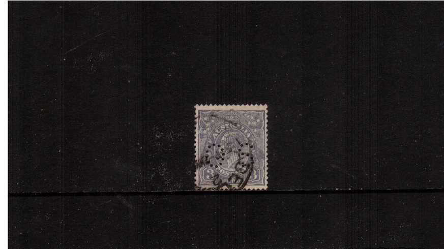 3d Dull Ultramarine - Die I<br/>A good used, creased single cancelled with a part CDS perforated ''O S''