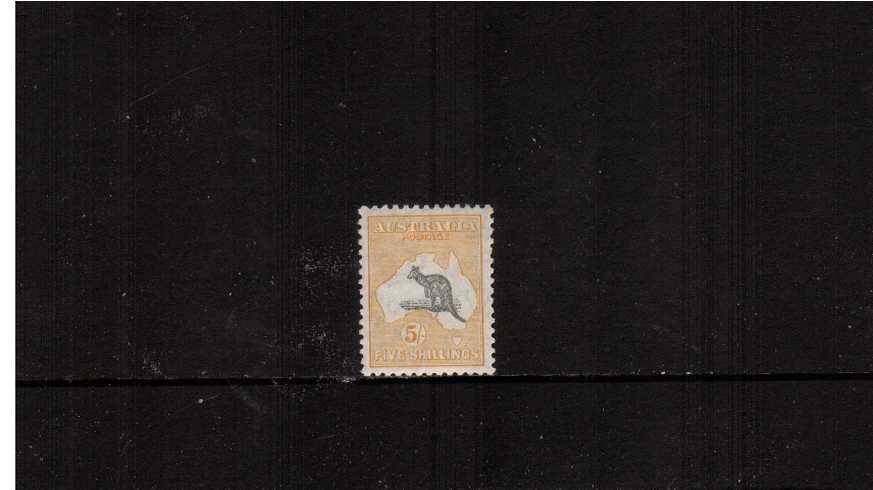 5/- Grey and Yellow - Die II<br/>
A lovely fine and fresh well centered lightly mounted mint single.
<br/><b>XAX</b>
