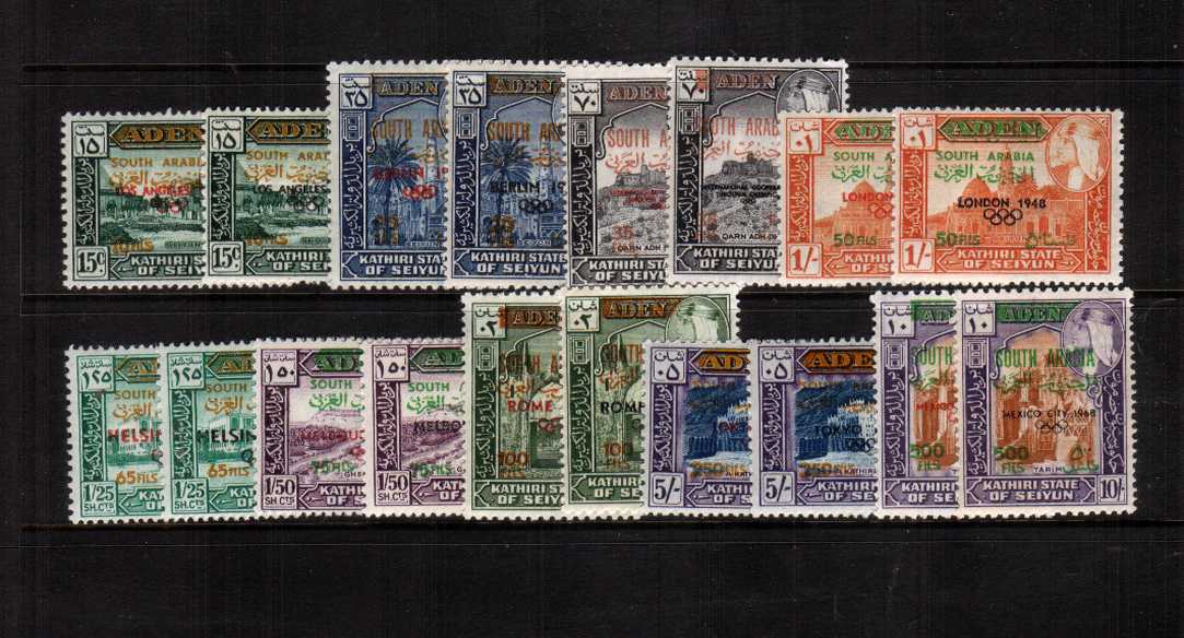 History of Olympic Games<br/>
Complete set of eight with RED overprint plus the rare BLACK version all superb unmounted mint.<br><b>XCX</b>
