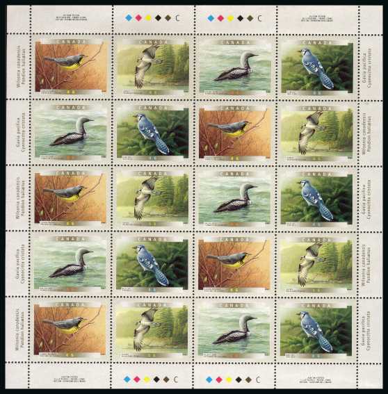 Birds - 5th Series - Complete sheetlet of twenty superb unmounted mint. 

