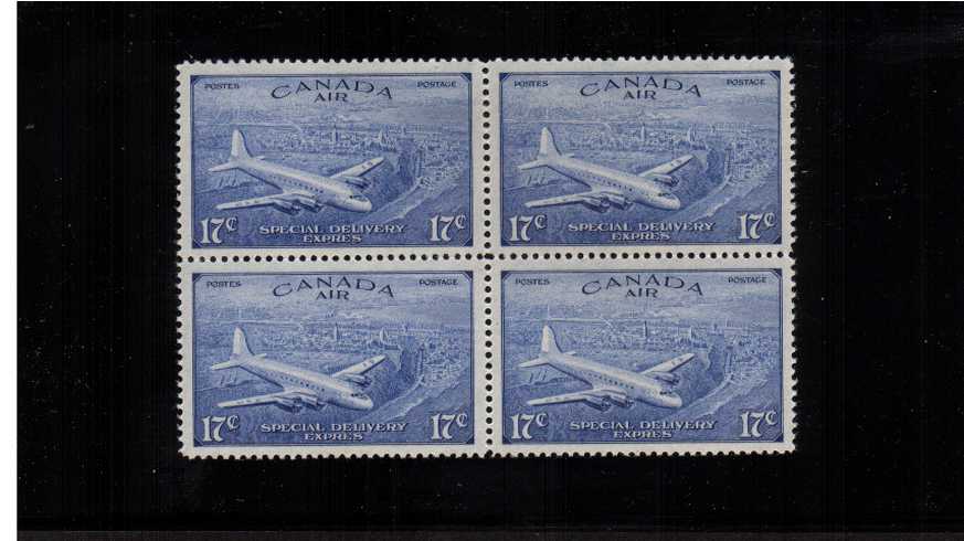 Special Delivery - Air<br/>The 17c stamp in superb unmounted mint block of four.