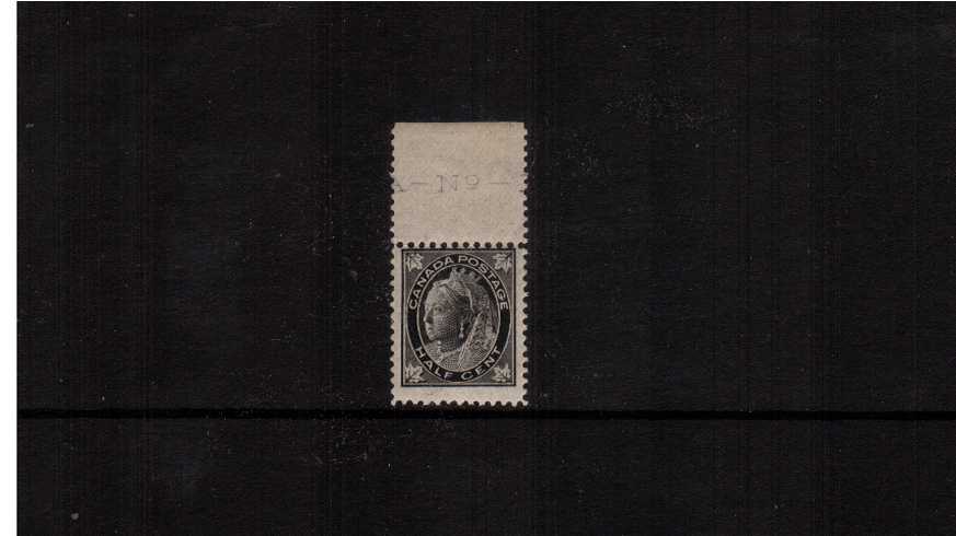 c Black ''Maple Leaf'' Issue<br/>
A superb unmounted mint top marginal single (trace of a hinge on margin) with marginal text
<br/><b>XQX</b>