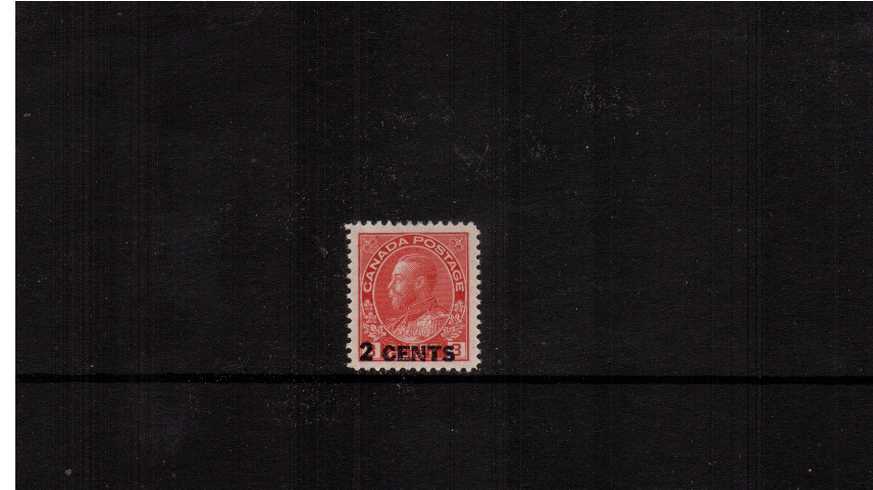 2c on 3c Carmine surcharged single<br/>A superb unmounted mint single.
<br/><b>XQX</b>