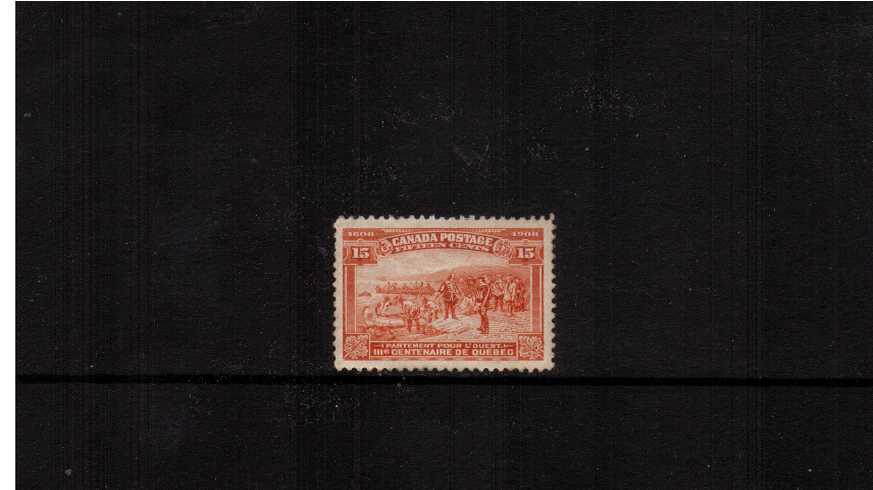 Quebec Tercentenary<br/>
15c Brown-Orange with excellent centering. Mounted mint with much gum.
<br/><b>XQX</b>