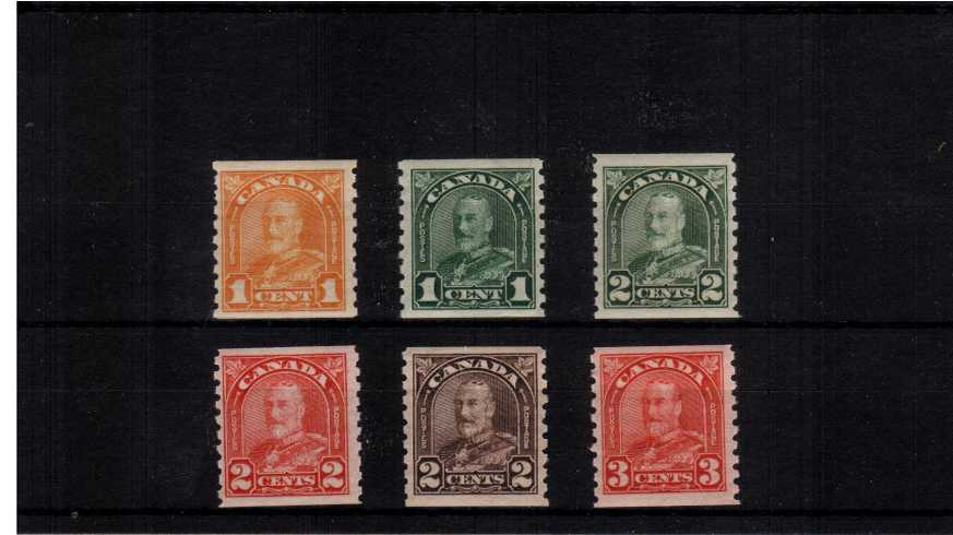King George V ''Arch and Leaf'' Coil Issue<br/>A superb unmounted mint set of six.<br/><b>UEU</b>