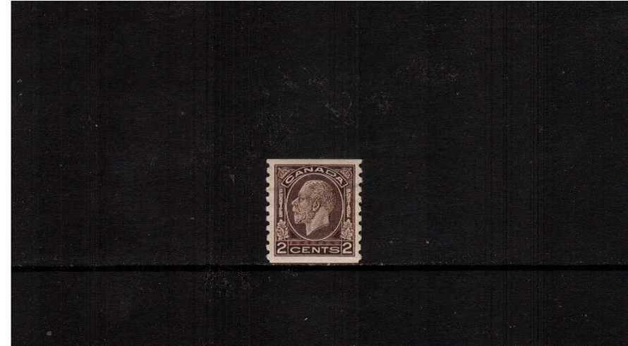 2c Sepia coil IMPERF X Perf 8 definitive odd value<br/>
A good looking mounted mint stamp with some black marks on back but good looker!<br/><b>XQX</b>