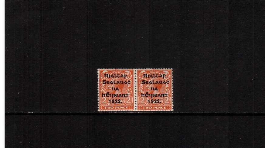 2d Orange - DIE I as a superb unmounted mint horizontal <b>COIL JOIN</b>
 pair