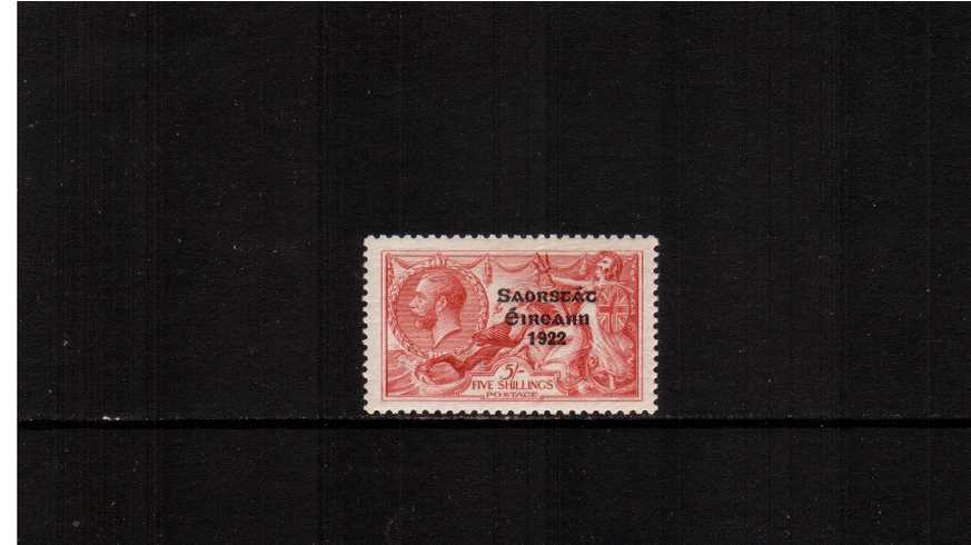 5/- ''Seahorse'' Narrow Date Overprint superb unmounted mint with excellent centering.